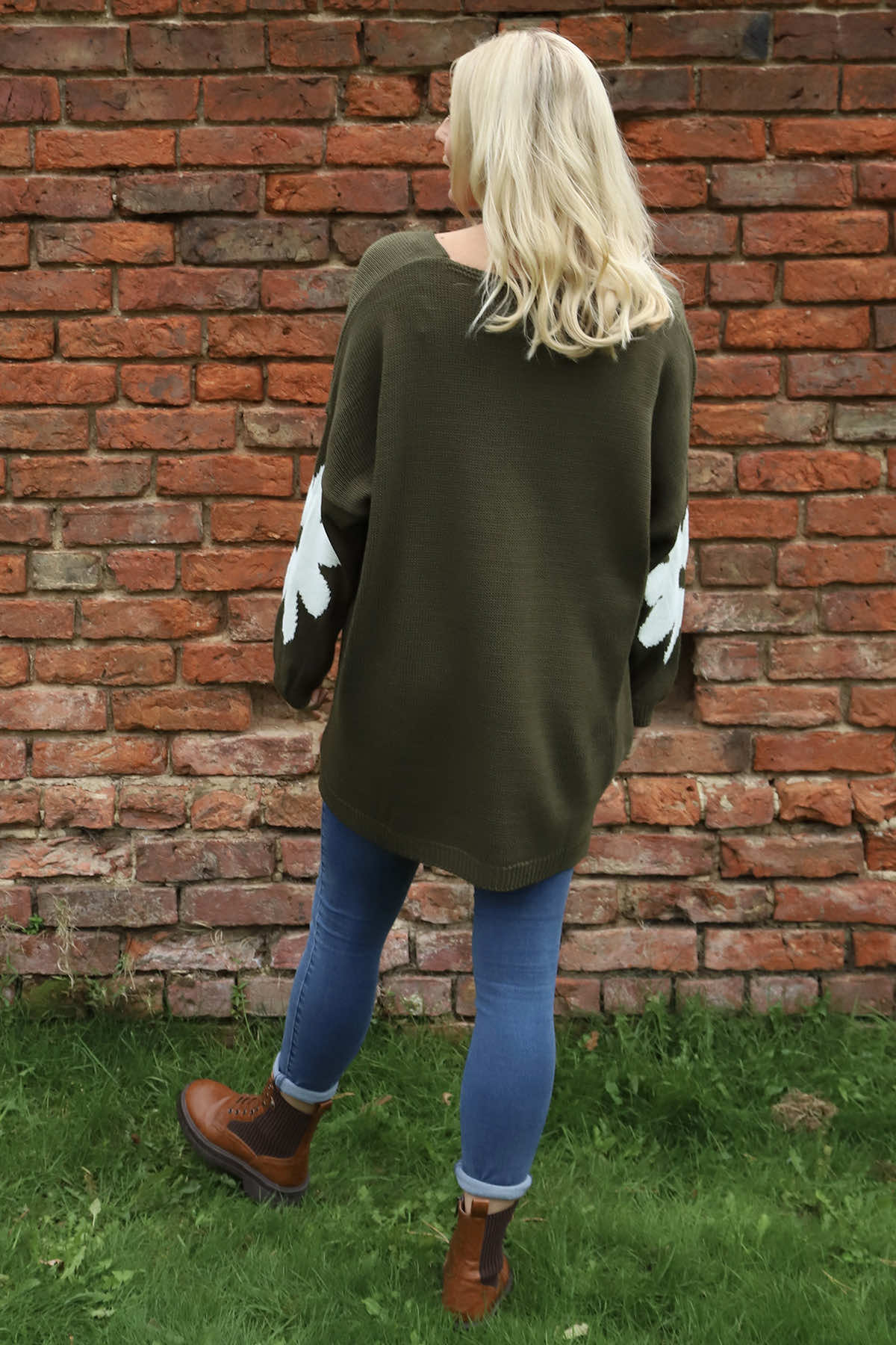 Joan Flower Knitted Jumper Khaki