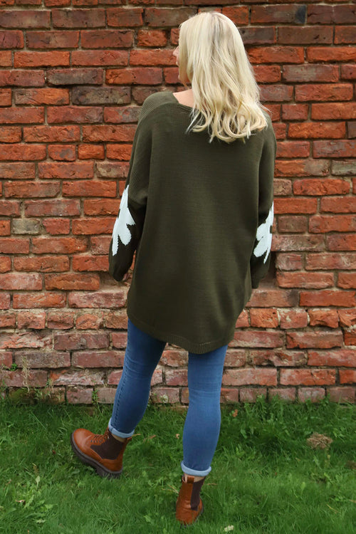 Joan Flower Knitted Jumper Khaki - Image 4