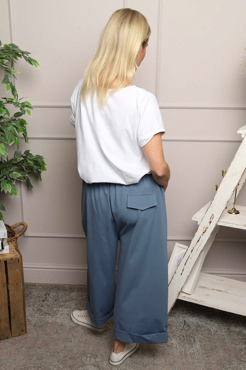 Jaye Pocket Cotton Trousers Blue - Image 4