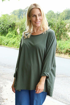 Amber Cotton Top Dark Khaki