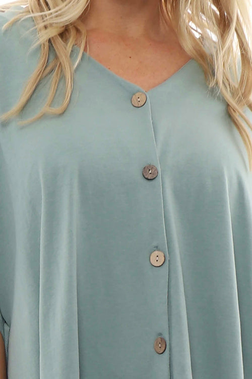 Cecelia Button Tie Cotton Jacket Sage Green - Image 2