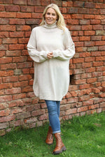 Bridie Polo Neck Knitted Tunic Stone Stone - Bridie Polo Neck Knitted Tunic Stone