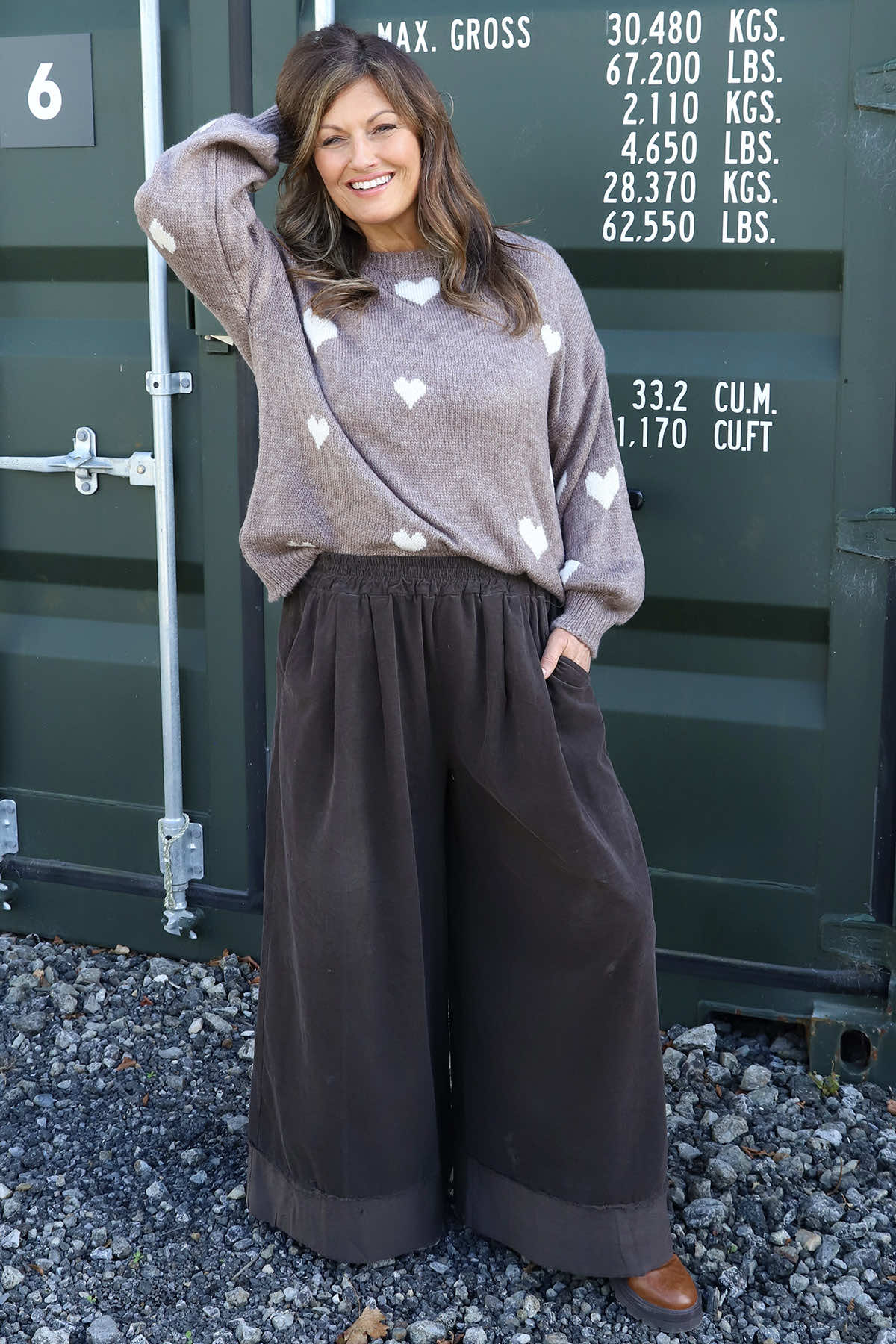 Odette Wide Leg Needlecord Trousers Cocoa