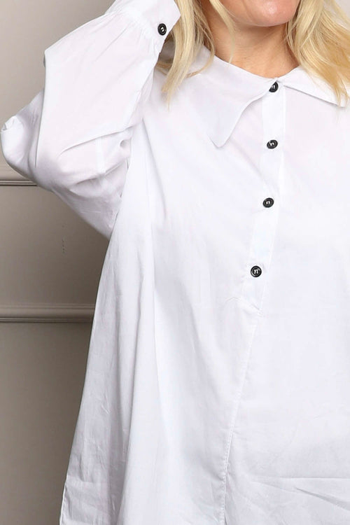 Amaya Collared Button Cotton Top White - Image 3