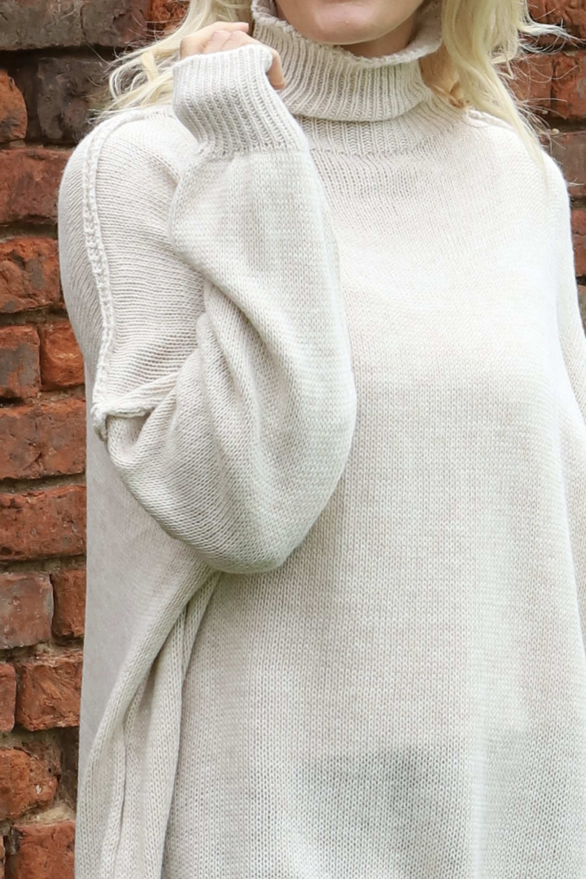 Bridie Polo Neck Knitted Tunic Stone