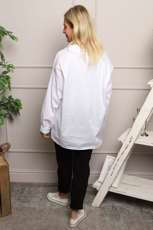 Amaya Collared Button Cotton Top White - Image 4