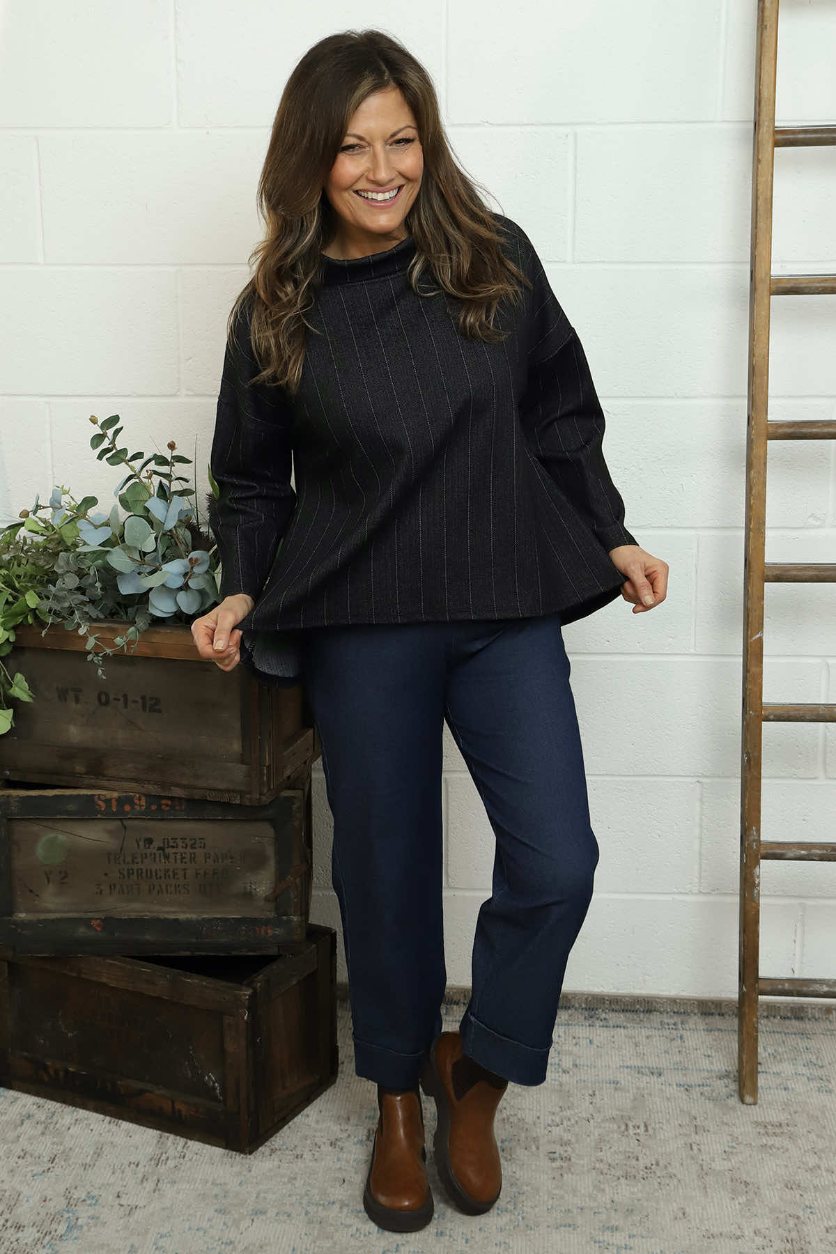 Siobhan Cowl Neck Top Black