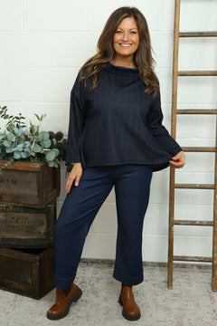 Siobhan Cowl Neck Top Navy