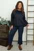 Siobhan Cowl Neck Top Navy