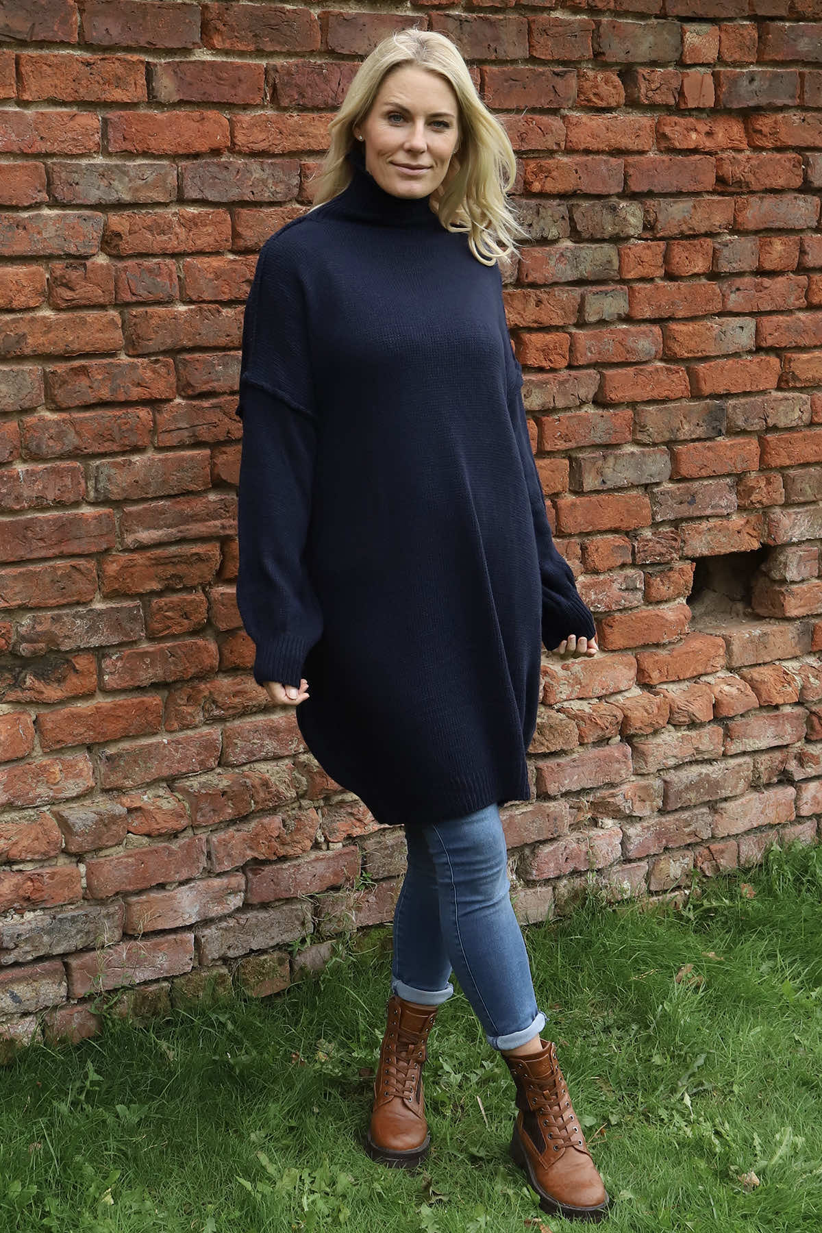 Bridie Polo Neck Knitted Tunic Navy