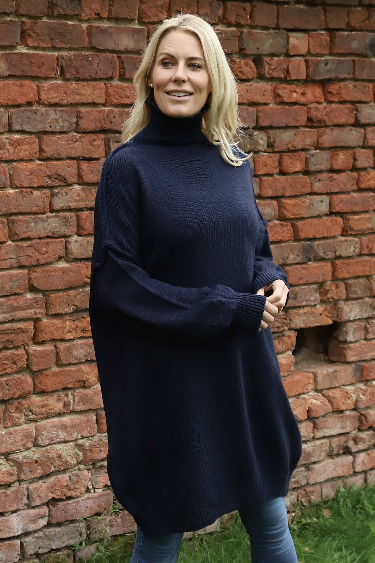 Bridie Polo Neck Knitted Tunic Navy