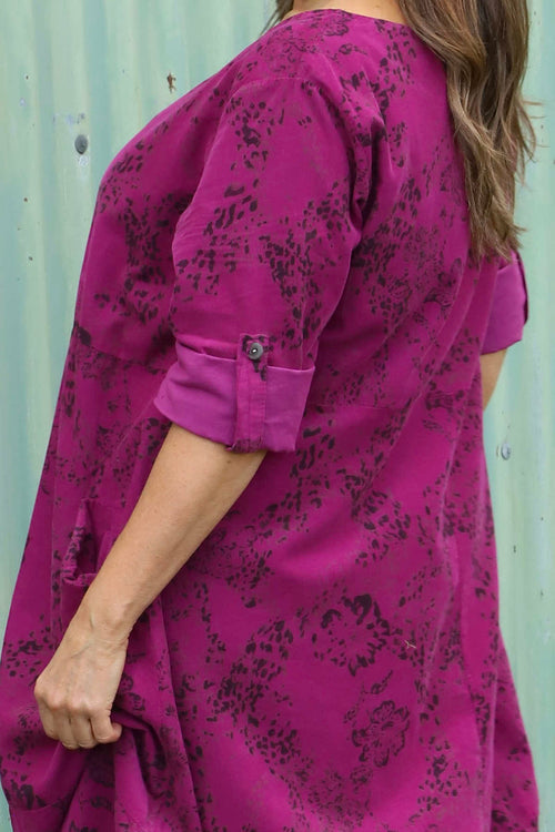 Penelope Pattern Pocket Needlecord Dress Berry - Image 3