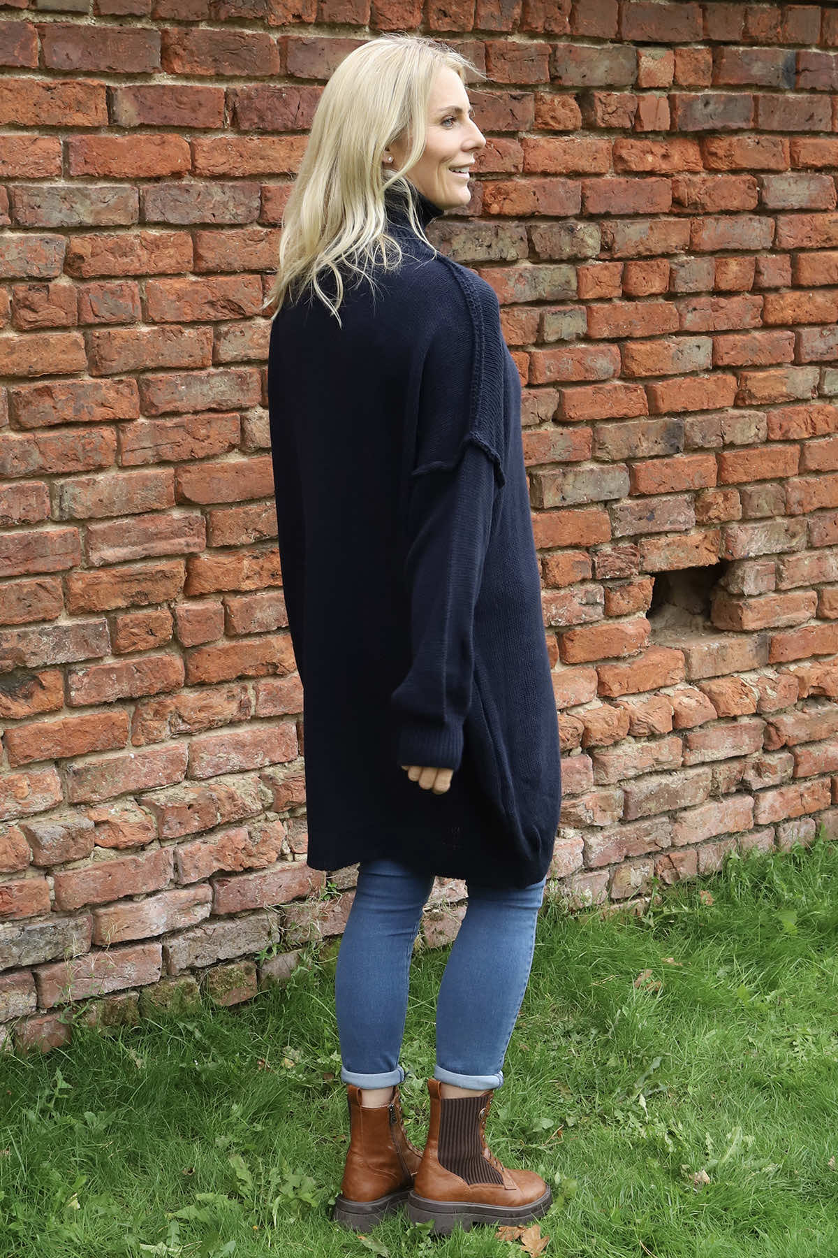Bridie Polo Neck Knitted Tunic Navy