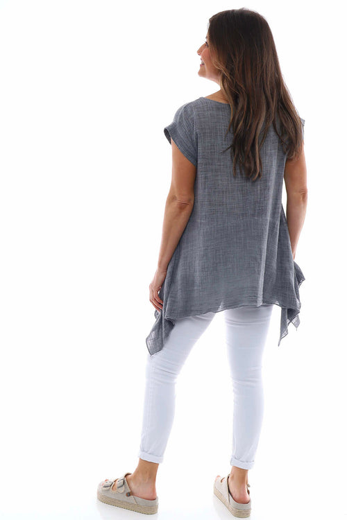Bransbury Washed Cotton Top Mid Grey - Image 6