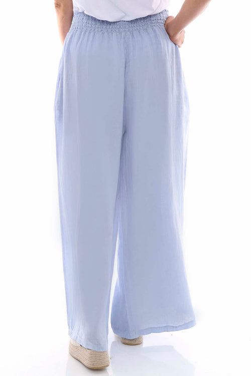 Evelyn Button Linen Trousers Light Blue - Image 7