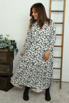 Izarra Leopard Print Dress Stone