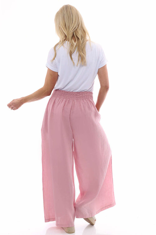 Evelyn Button Linen Trousers Pink - Image 8