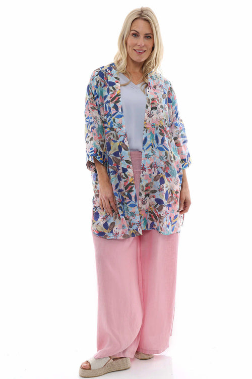 Evelyn Button Linen Trousers Pink - Image 6