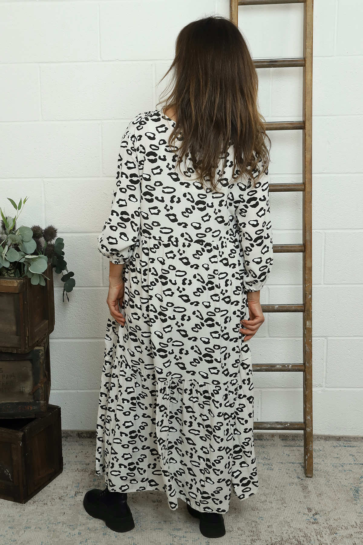 Izarra Leopard Print Dress Stone