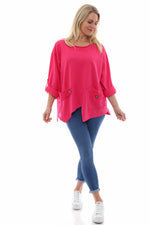 Sanda Jersey Cotton Sweatshirt Hot Pink Hot Pink - Sanda Jersey Cotton Sweatshirt Hot Pink