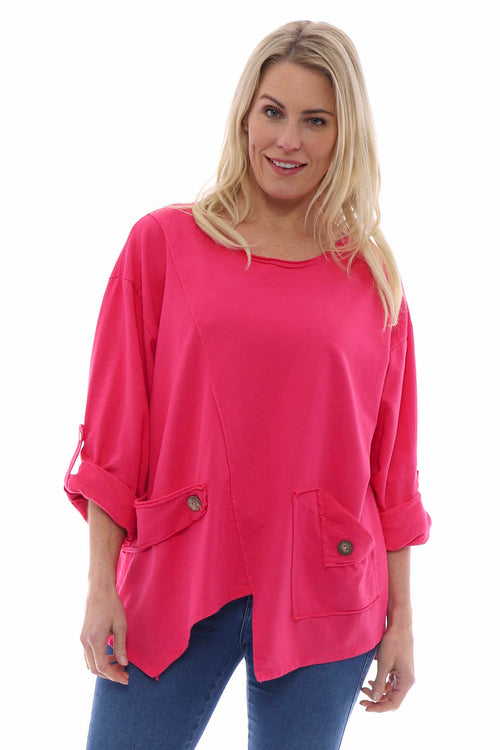 Sanda Jersey Cotton Sweatshirt Hot Pink - Image 2