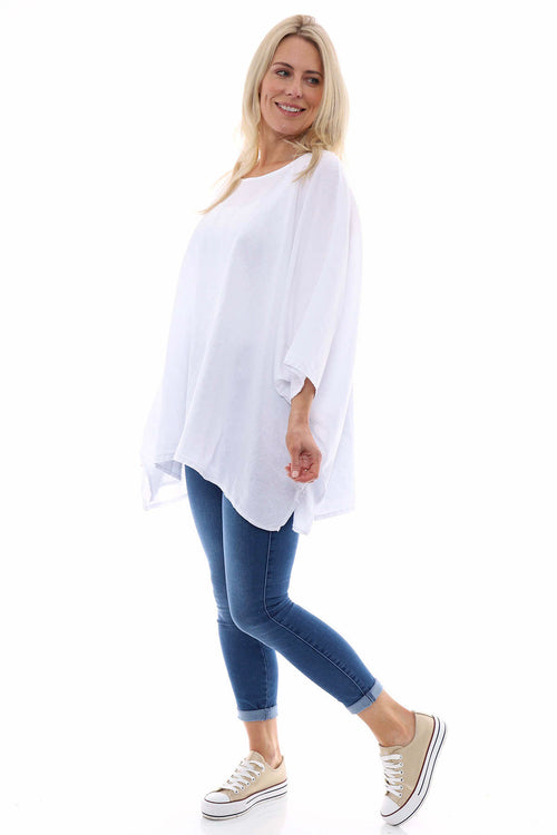 Thea Washed Linen Top White