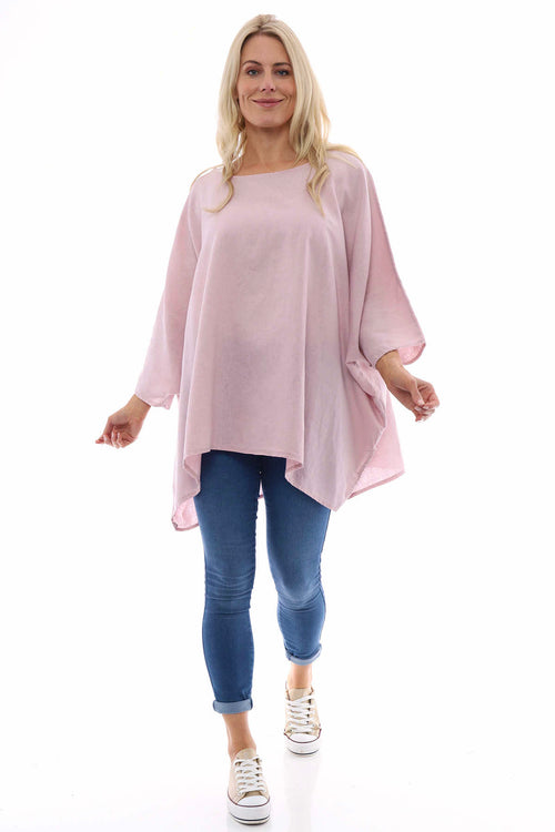 Thea Washed Linen Top Pink - Image 1