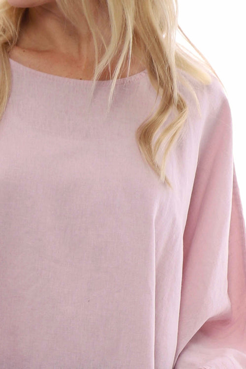 Thea Washed Linen Top Pink - Image 2