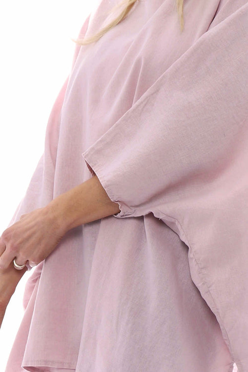 Thea Washed Linen Top Pink - Image 3