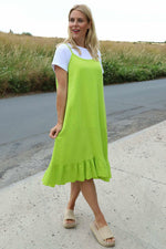 Rosaria Strap Crinkle Cotton Dress Lime Lime - Rosaria Strap Crinkle Cotton Dress Lime