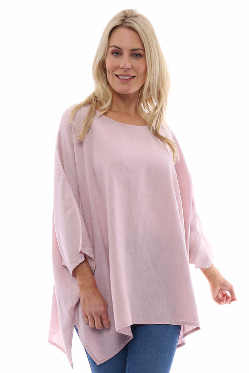 Thea Washed Linen Top Pink - Image 6
