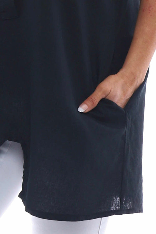 Emmalyn Washed Sleeveless Linen Top Black - Image 3
