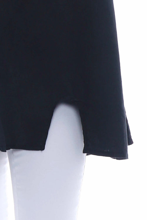 Emmalyn Washed Sleeveless Linen Top Black - Image 4