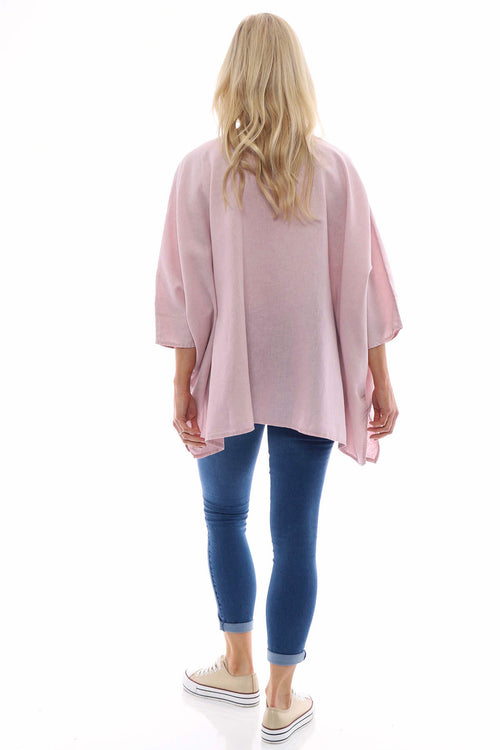 Thea Washed Linen Top Pink - Image 7