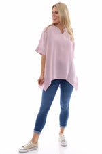 Georgia Washed Linen Top Pink Pink - Georgia Washed Linen Top Pink