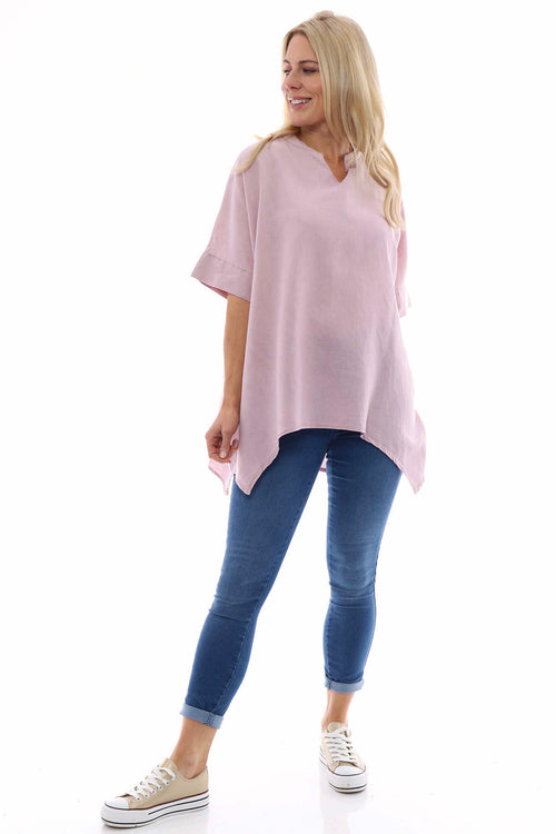 Georgia Washed Linen Top Pink - Image 1
