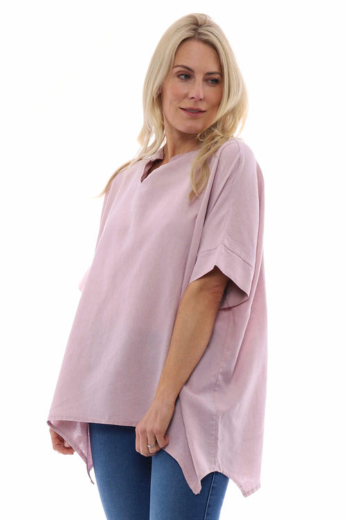 Georgia Washed Linen Top Pink - Image 2