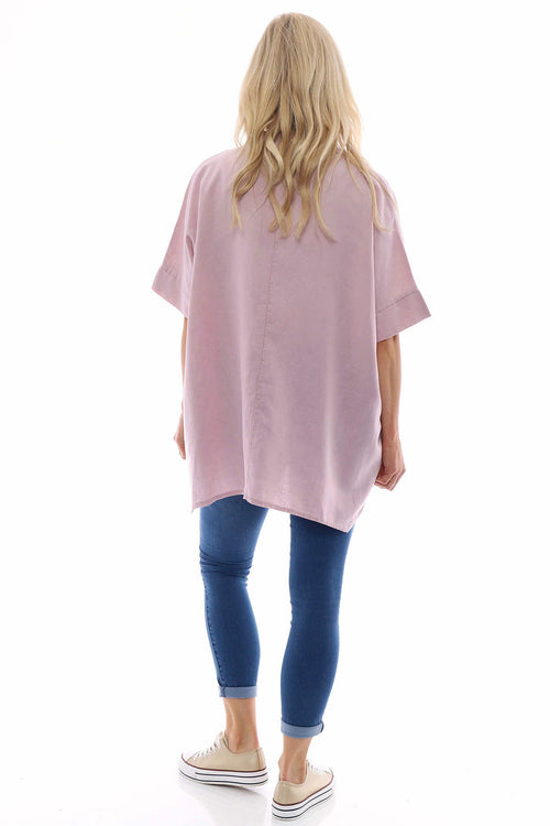 Georgia Washed Linen Top Pink - Image 6