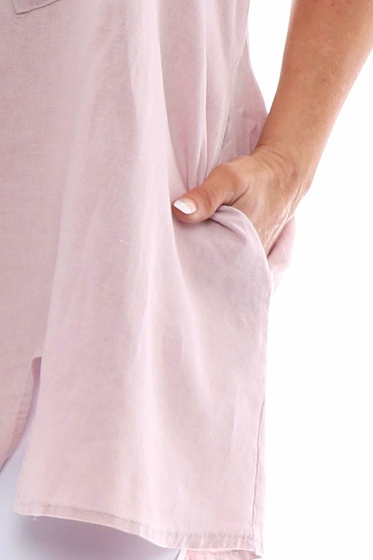 Emmalyn Washed Sleeveless Linen Top Pink