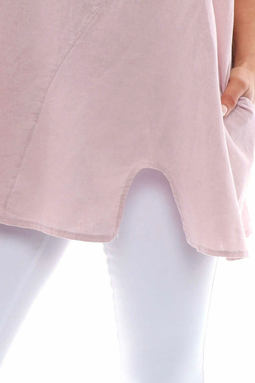 Emmalyn Washed Sleeveless Linen Top Pink - Image 3