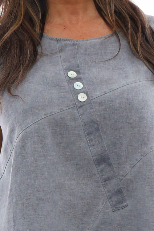 Emmalyn Washed Sleeveless Linen Top Mid Grey - Image 3