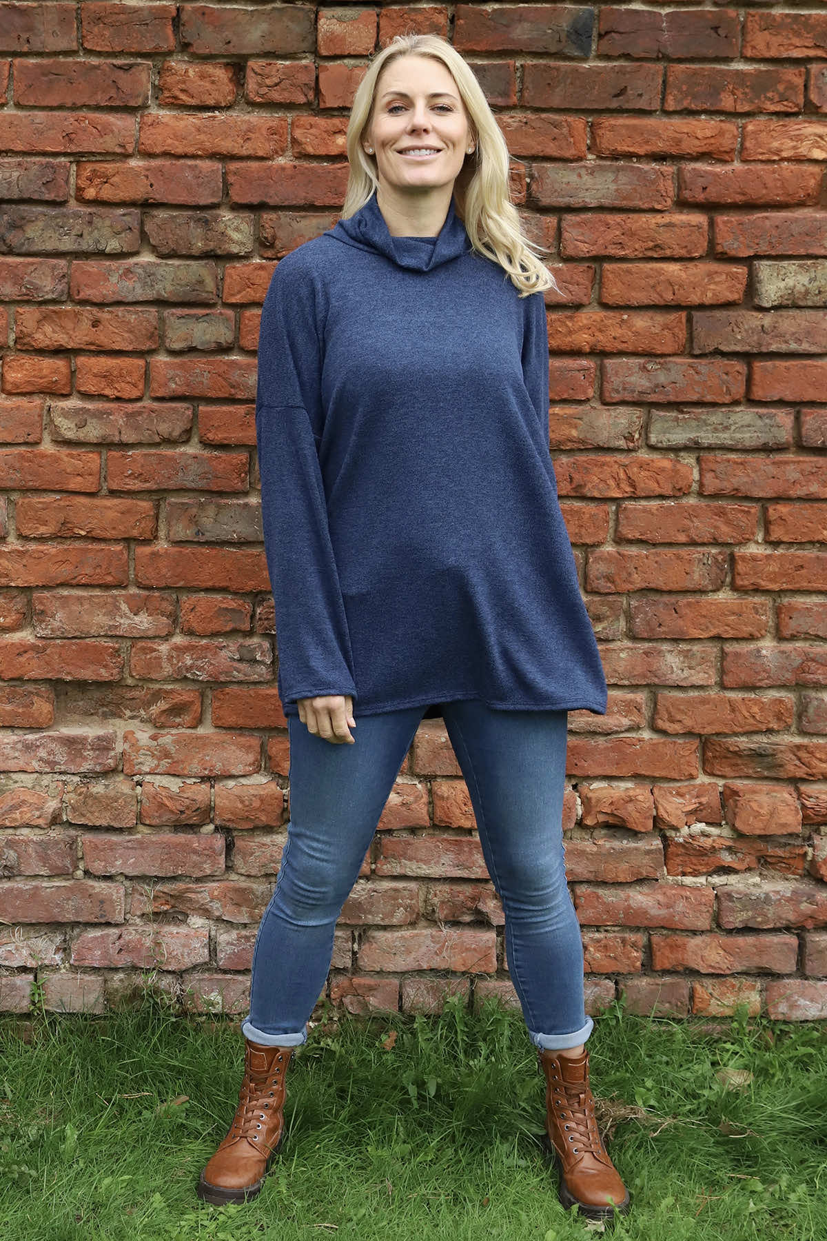 Tarka Cowl Neck Top Navy