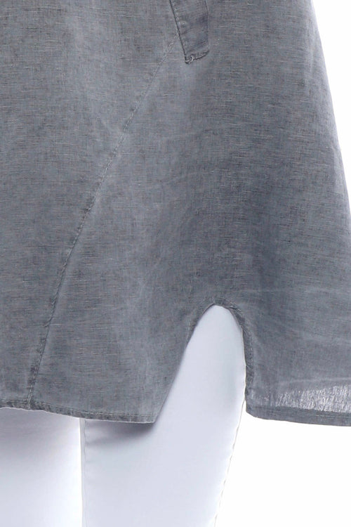 Emmalyn Washed Sleeveless Linen Top Mid Grey - Image 4