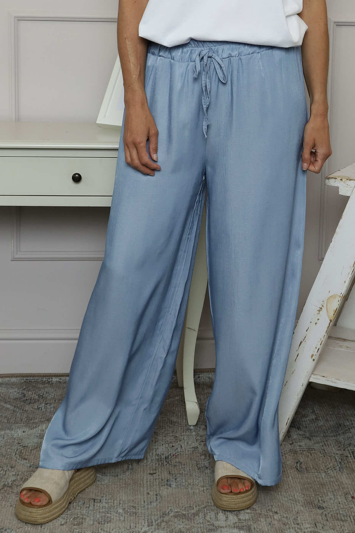 Fionne Wide Leg Trousers Light Denim