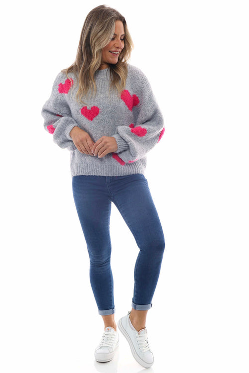Loretta Heart Knitted Jumper Grey