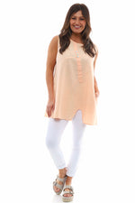 Emmalyn Washed Sleeveless Linen Top Coral Coral - Emmalyn Washed Sleeveless Linen Top Coral