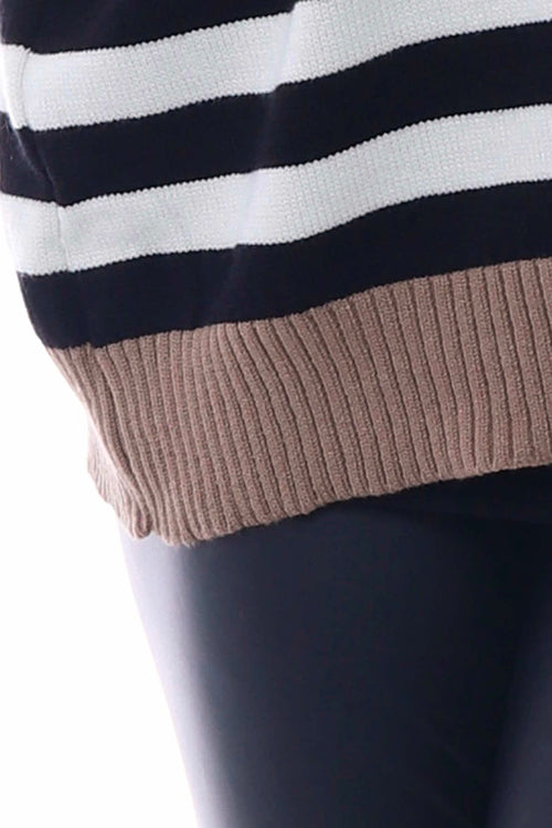 Madrid Stripe Polo Neck Jumper Camel - Image 2