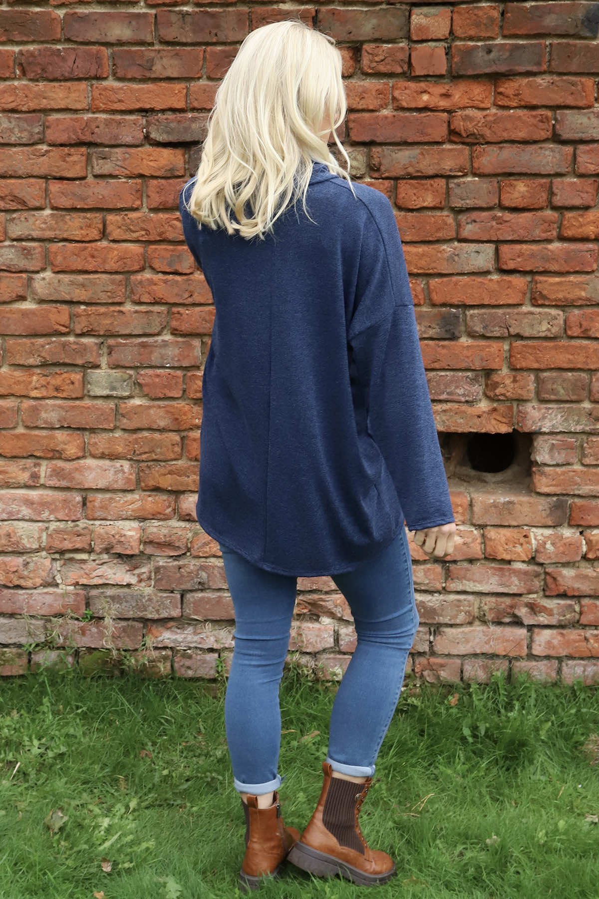 Tarka Cowl Neck Top Navy