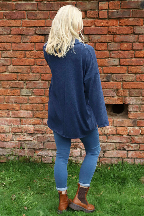 Tarka Cowl Neck Top Navy - Image 4