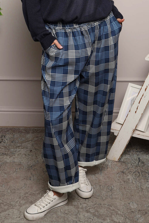 Kirri Check Trousers Navy - Image 2